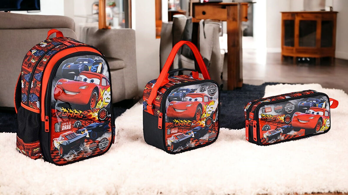 Erkek Çocuk Cars Hawk Victory İlkokul Çantası,Beslenme Çantası ve Kalemlikı
