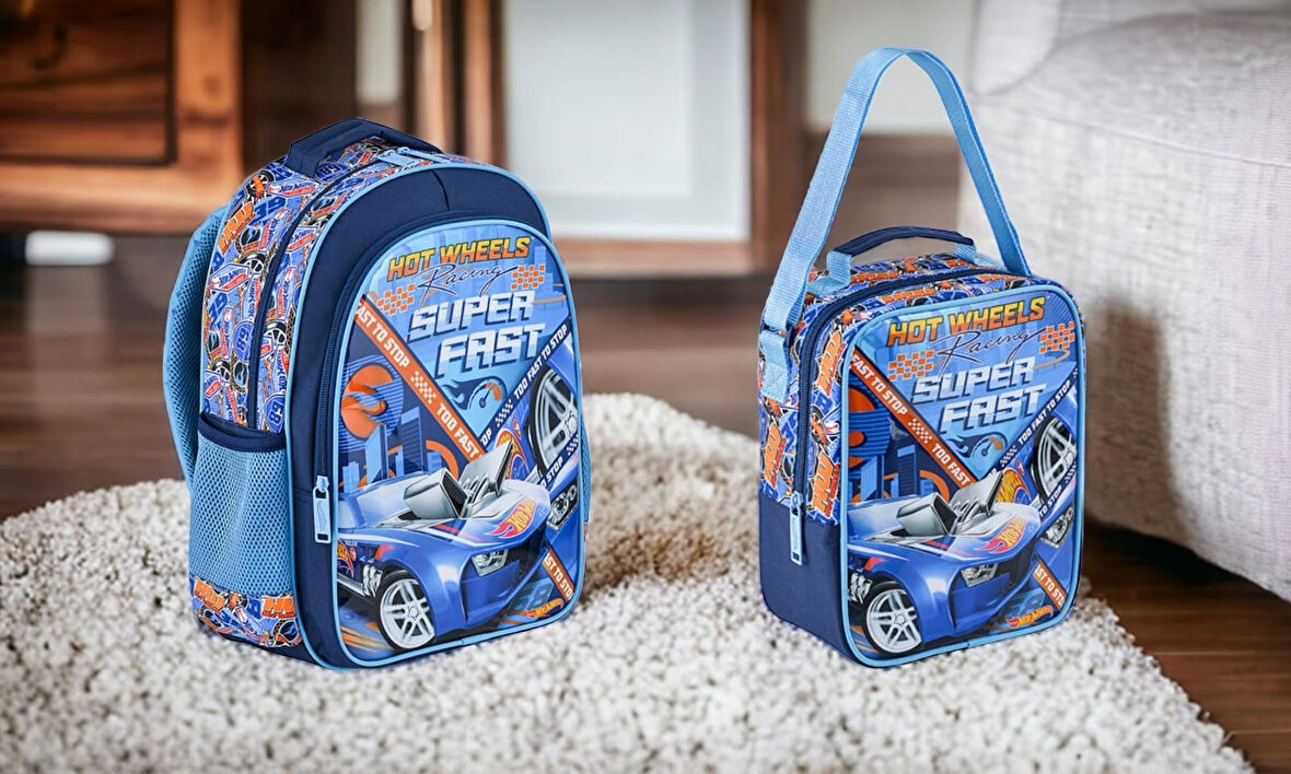 Hot Wheels Ilkokul Çantası Due Fast ve Beslenme Çantası