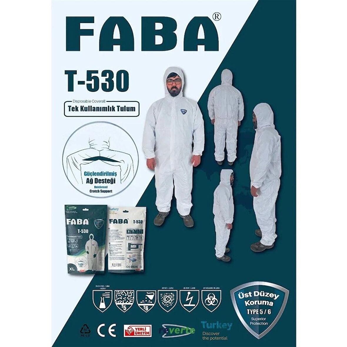 FABA T-530 Tek Kullanımlık Üst Düzey Koruyucu Tulum