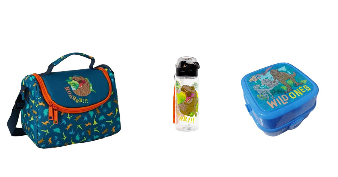 JURASSIC WORLD Beslenme Çantası,Su Matarası ve Beslenme Kabı