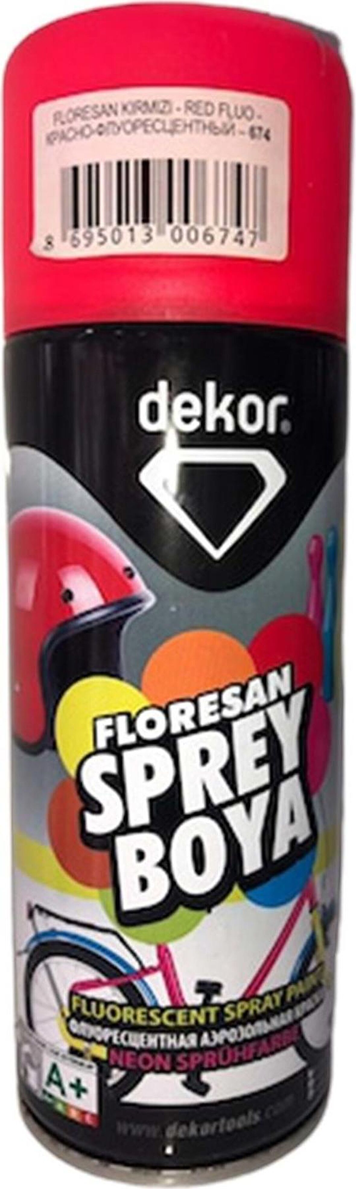 Dekor Floresan Sprey Boya 400 ml Kırmızı