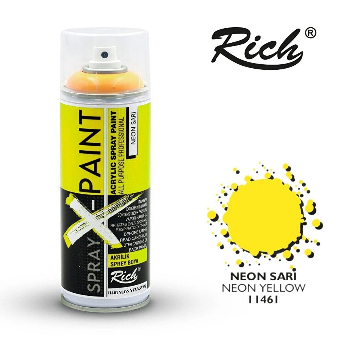 Rich X Paint Sprey Boya 400ml 11461 Neon Sarı