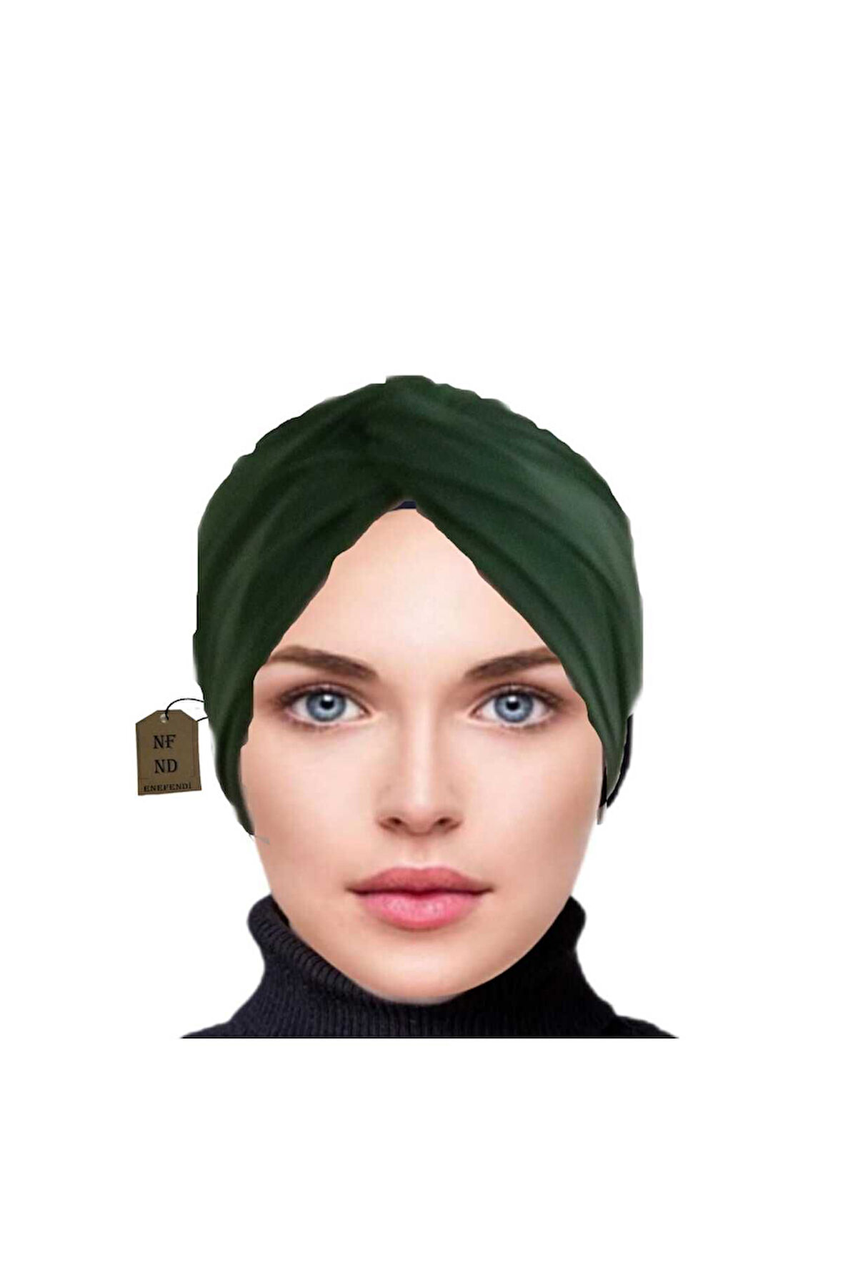 Bone Hazır Geçmeli Dış Bone Tarz Tesettür Yarım Kapalı Şal Hijab Sosyete Bone Süslü Haki Sandy Kumaş