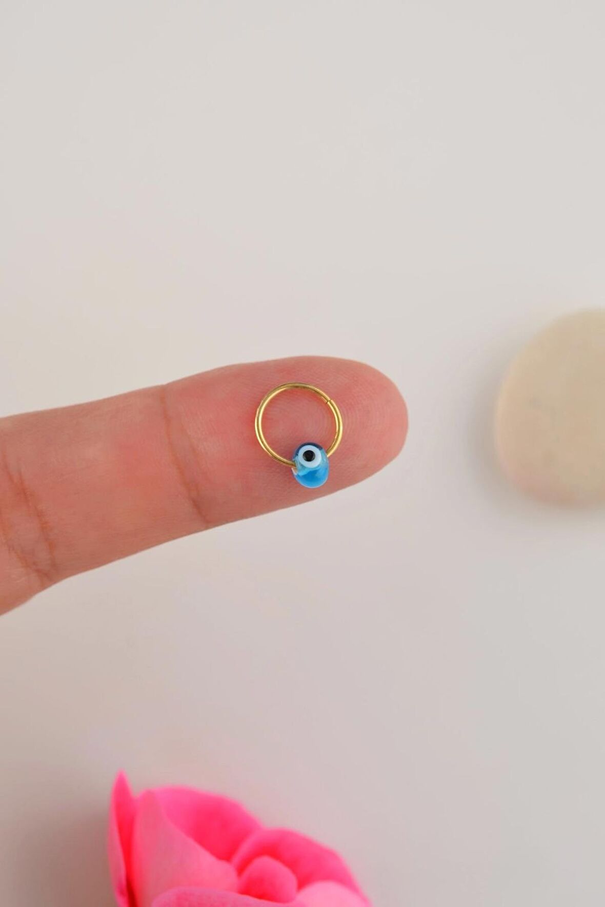 Murano Nazar Boncuklu Çelik Helix Piercing Gold Renk