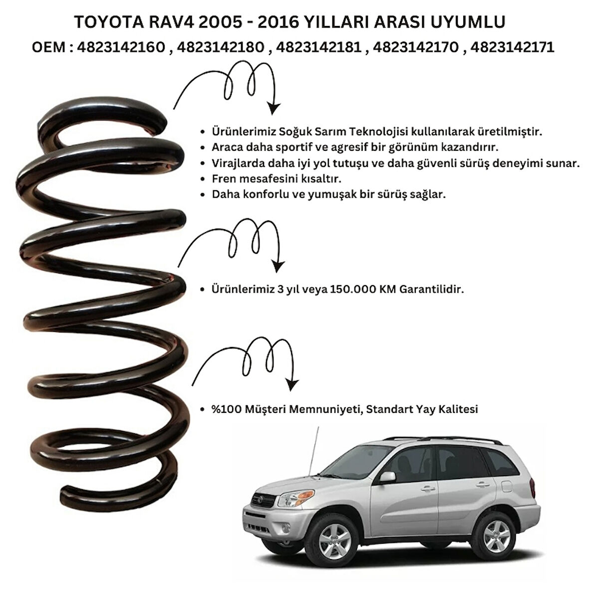 Toyota RAV4 (2005-2016) Uyumlu Standart Yay ST133067R - Arka Helezon Yay Takımı - 2 Adet