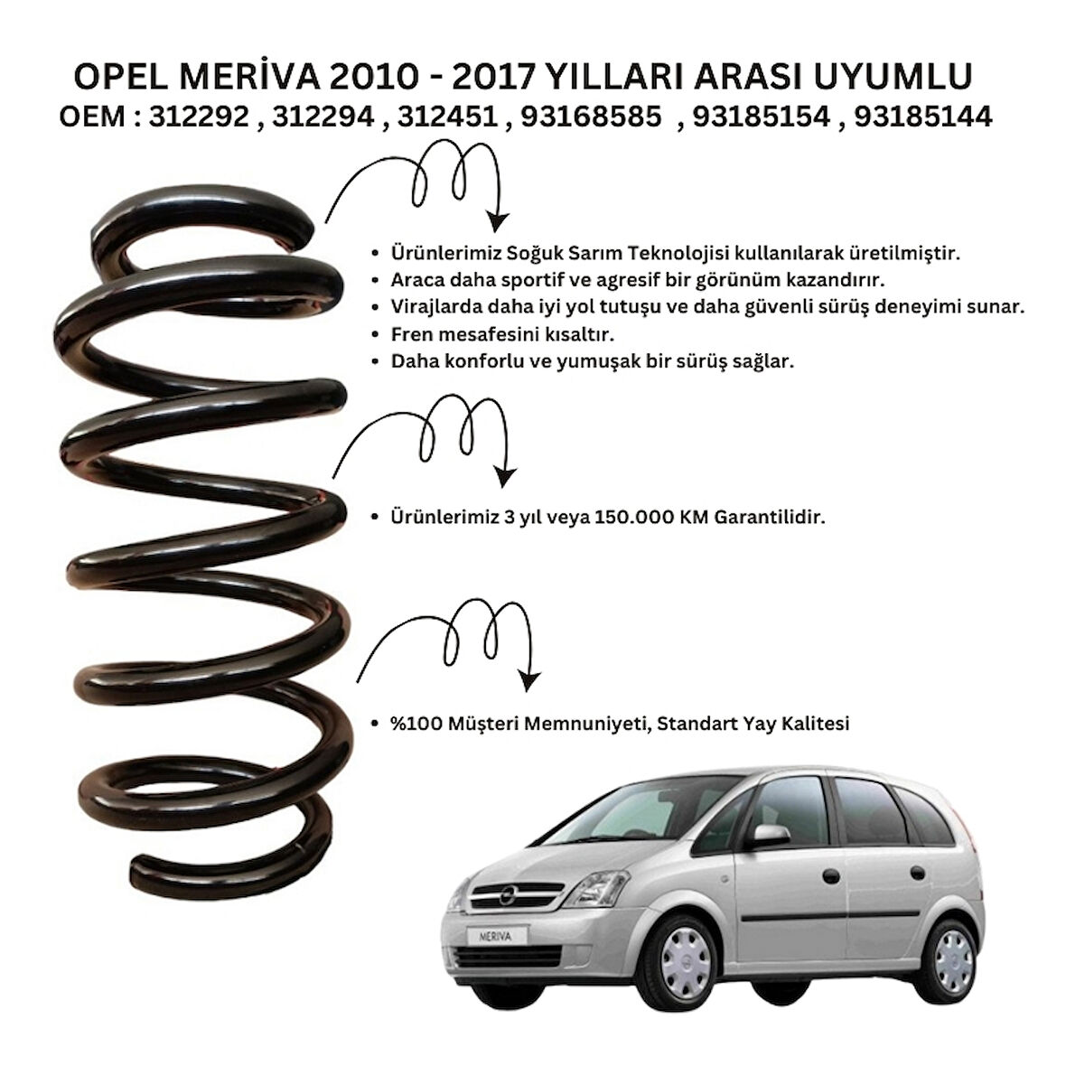 Standart Yay ST124518F - 2010-2017 Opel Meriva Ön Helezon Yay Takımı (2 Adet)