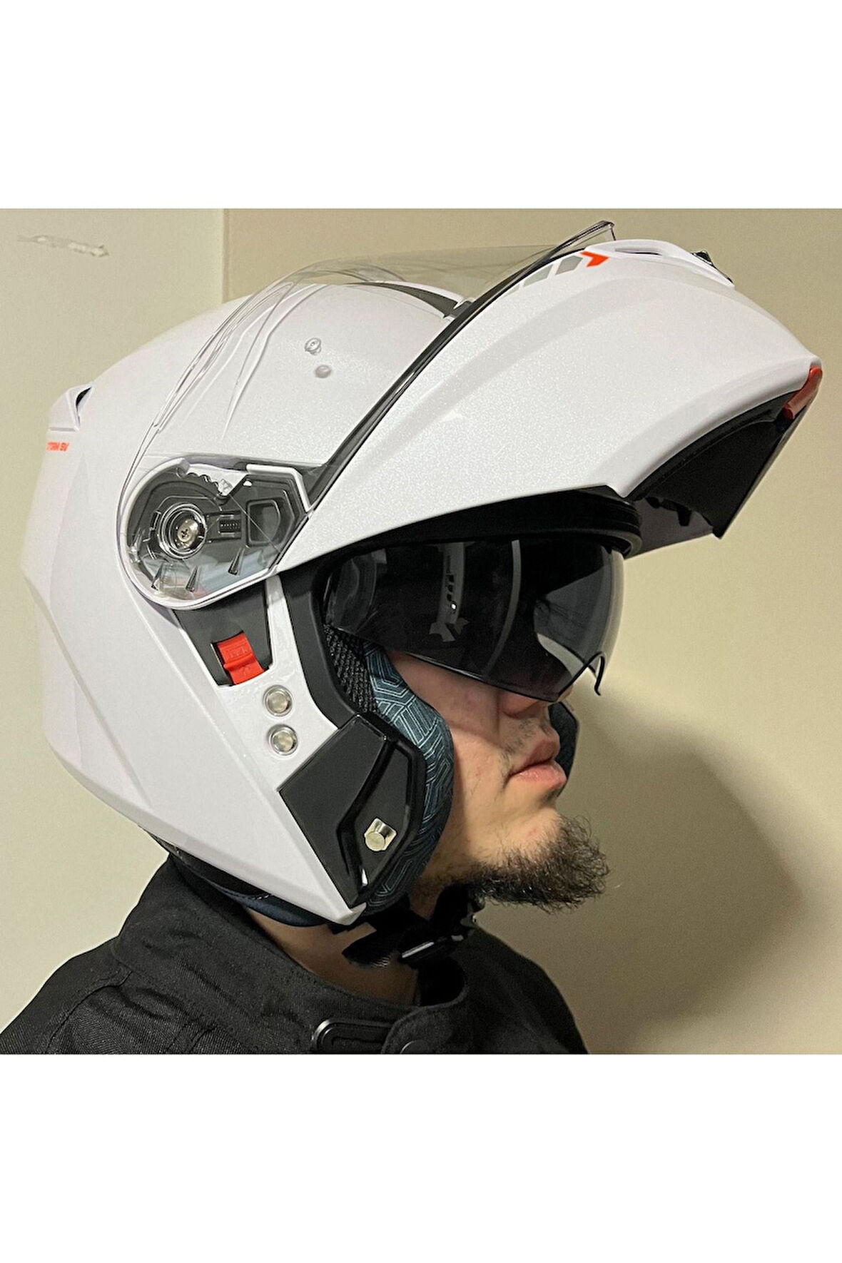 STORM SV SOLID A0 GLOSS PEARL WHITE ÇENE AÇILIR MOTOSİKLET KASKI 2XL