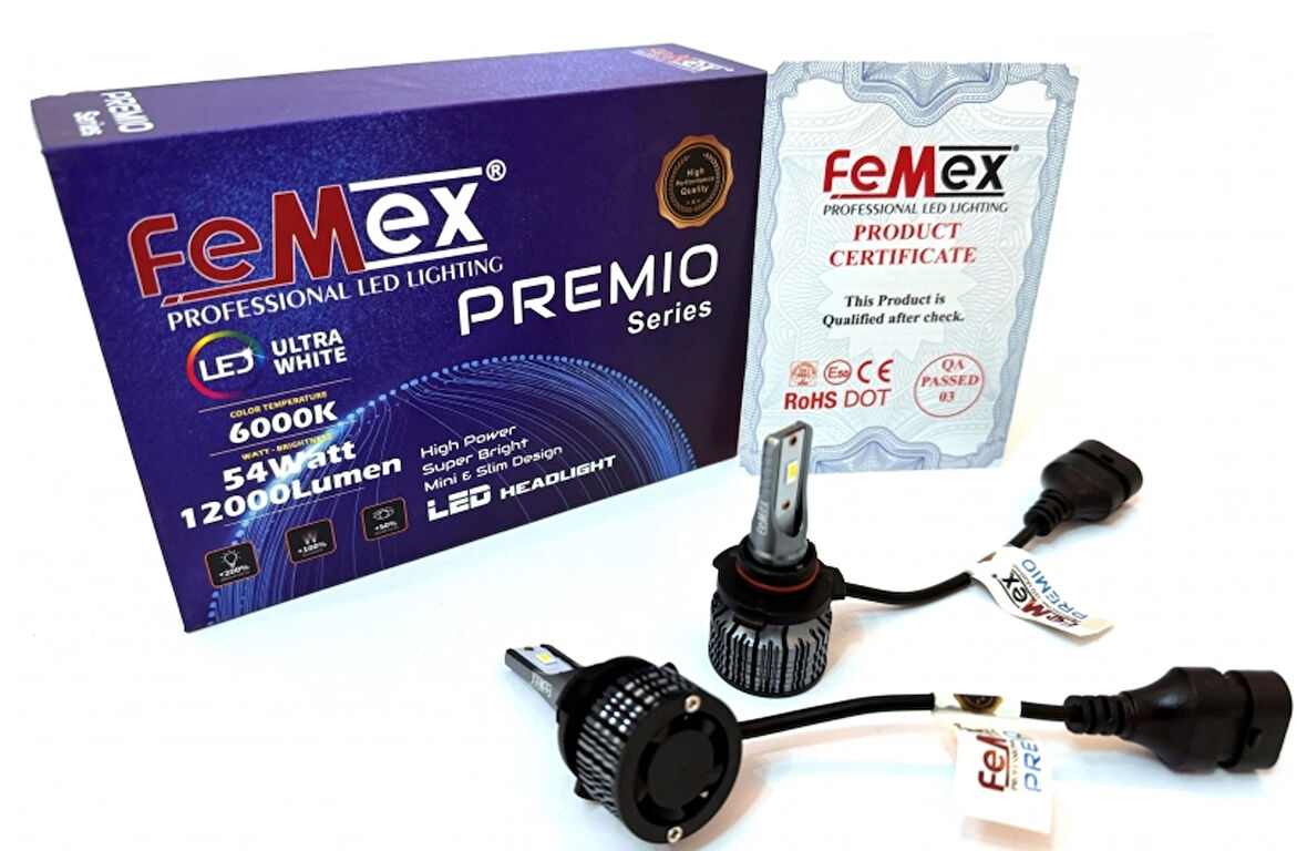 Femex Premio HB4 9006 Şimşek Etkili Led Xenon 54W 12.000 Lumen
