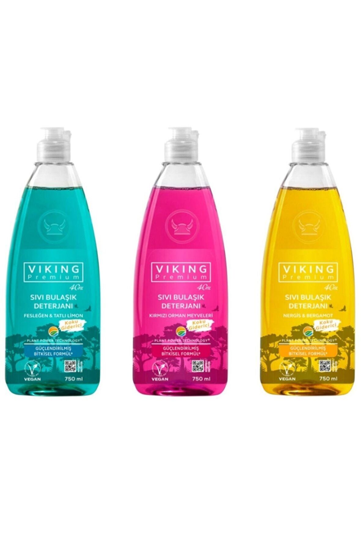 Viking Premium 3'lü 750 ml Orman Meyveli Fesleğenli Limonlu Elde Yıkama Deterjanı