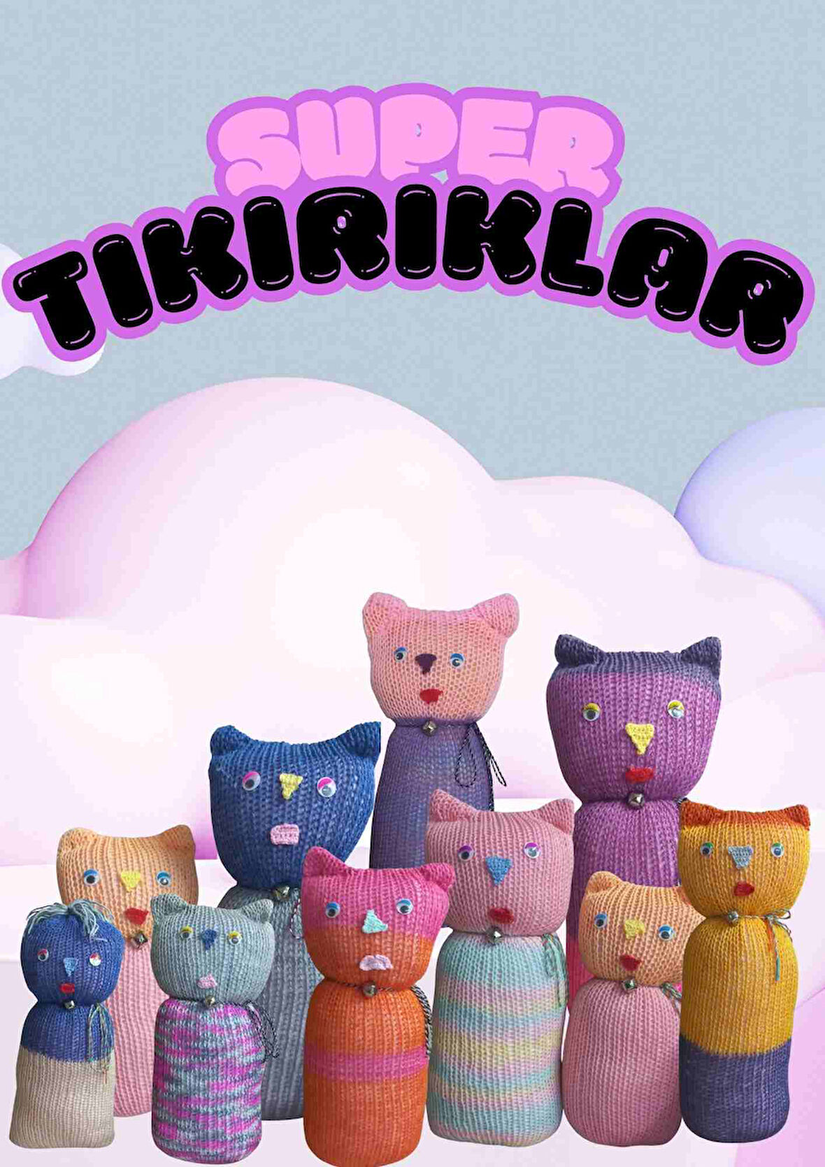 Tıkırık Örgü Yastık Uyku ve Oyun Arkadaşı Gümüş - 45 cm