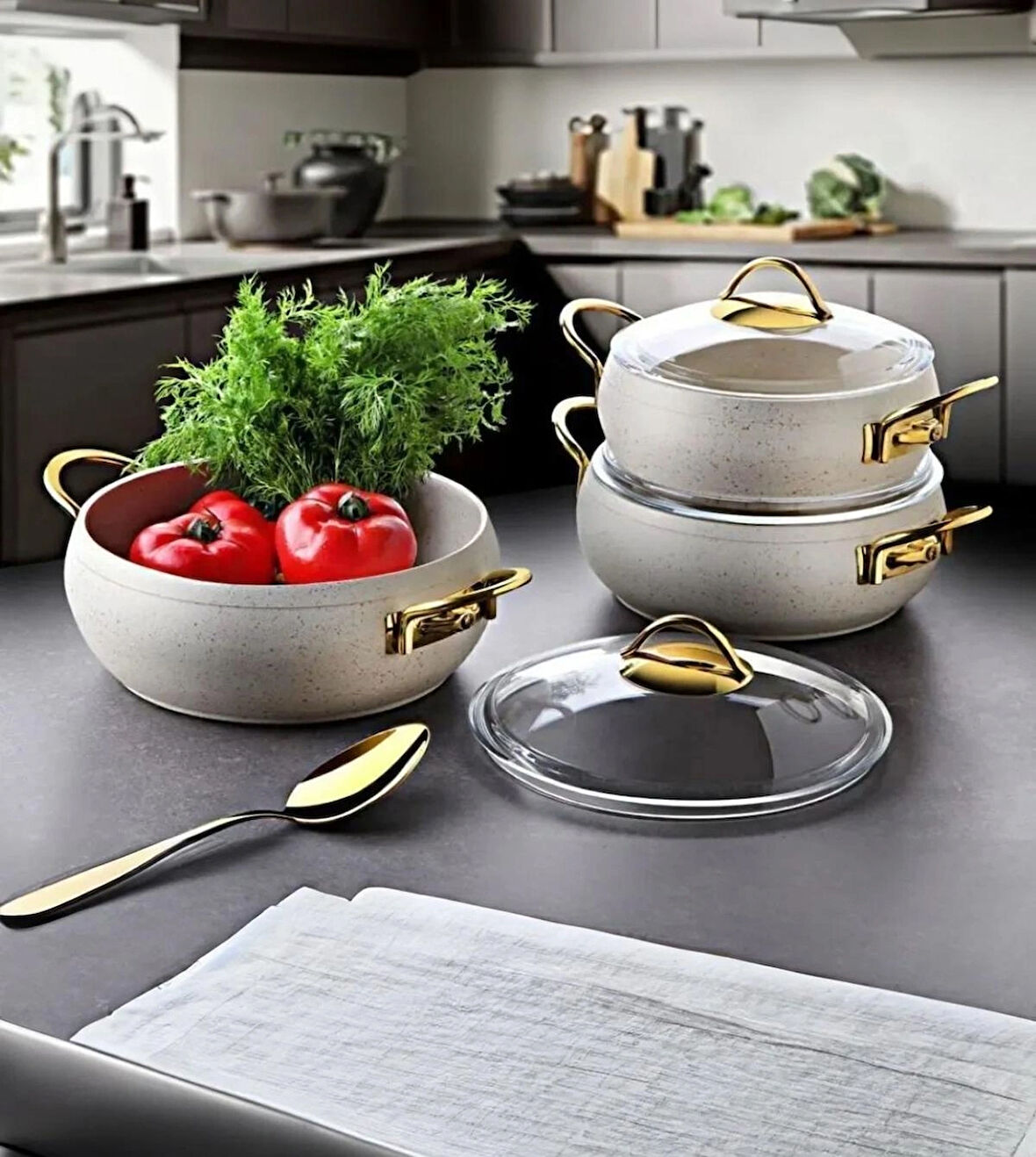 Lavonni 6 Parça Granit Tencere Seti ( 18 cm -20 cm -22 cm)