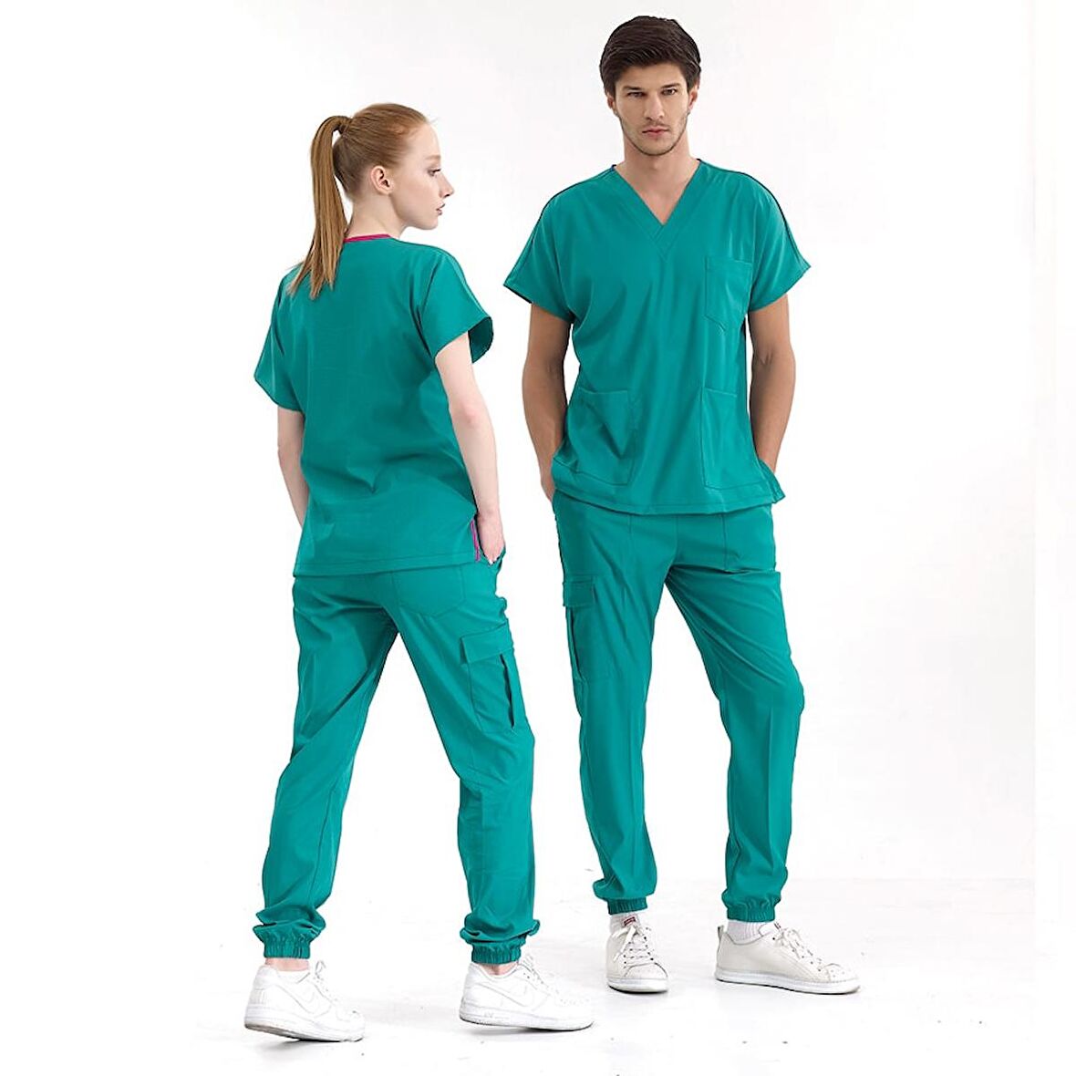 Jogger Lüks Kaliteli Likralı Doktor Hemşire Forması Scrubs Ameliyathane Yeşili