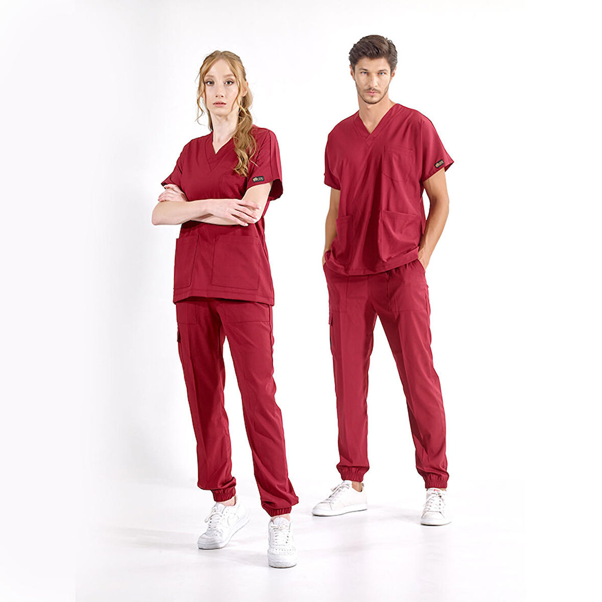 Jogger Lüks Kaliteli Likralı Doktor Hemşire Forması Scrubs Bordo