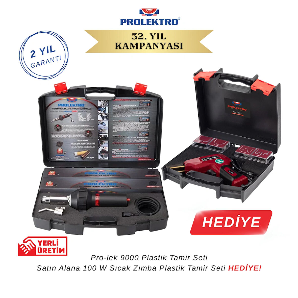 HEDİYELİ TAMİR PAKETİ- Pro-lek 9000 Plastik Tamir Seti + 100 W Sıcak Zımba Plastik Tamir Seti