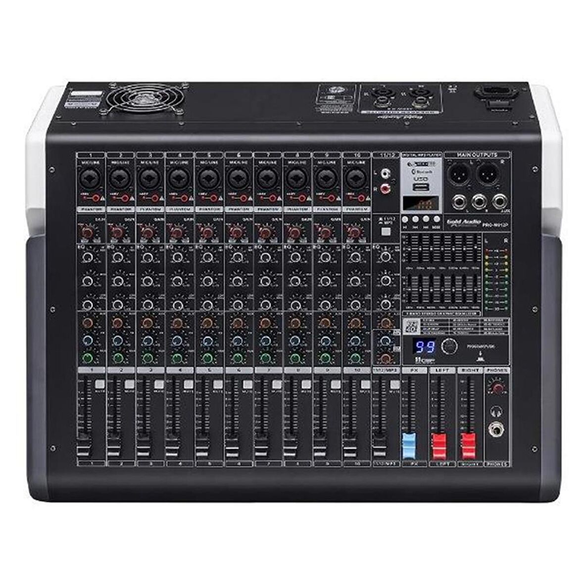 GOLD AUDİO PRO-M812P 12 KANALLI 2x450 WATT 99 EFEKTLİ ANFİLİ MİKSER