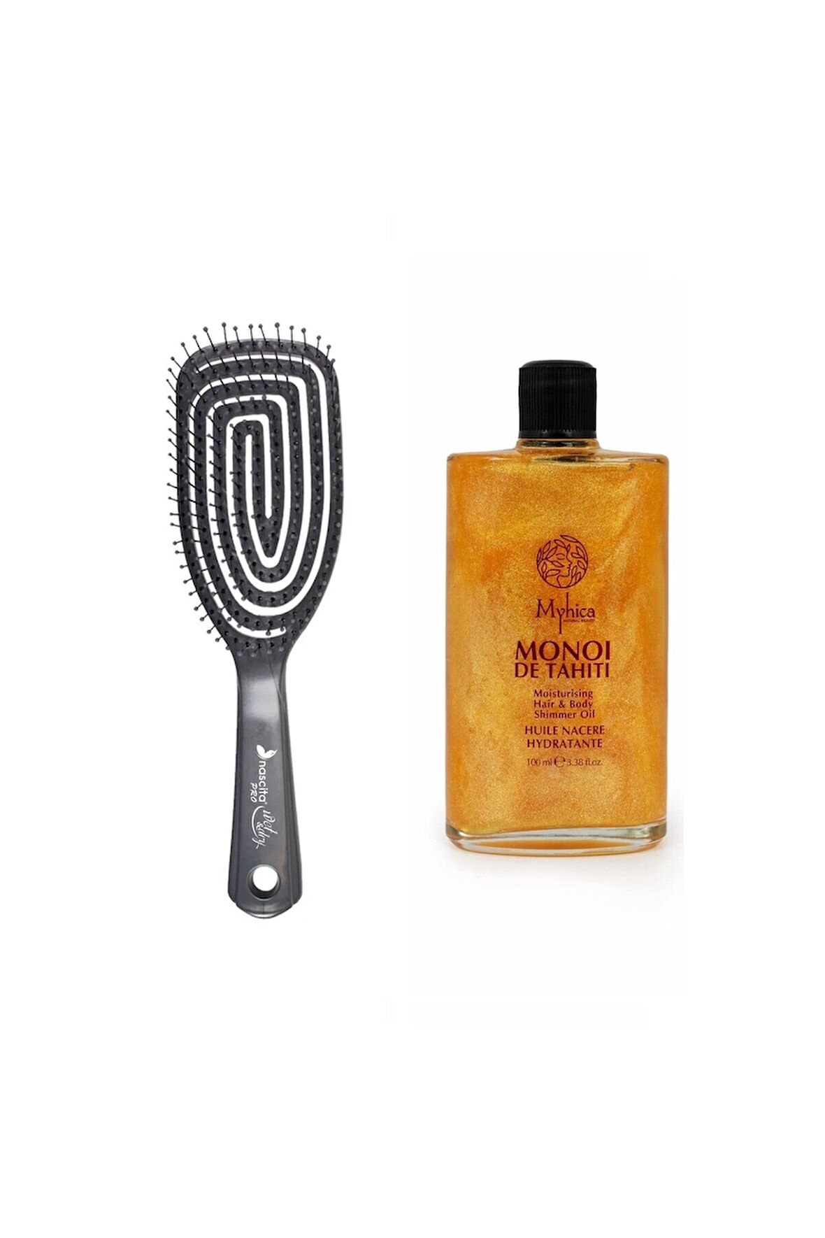 Pro Üç Boyutlu Saç Fırçası -01 + Işıltılı Saç & Vücut Nemlendirici Yağ - 100 ml