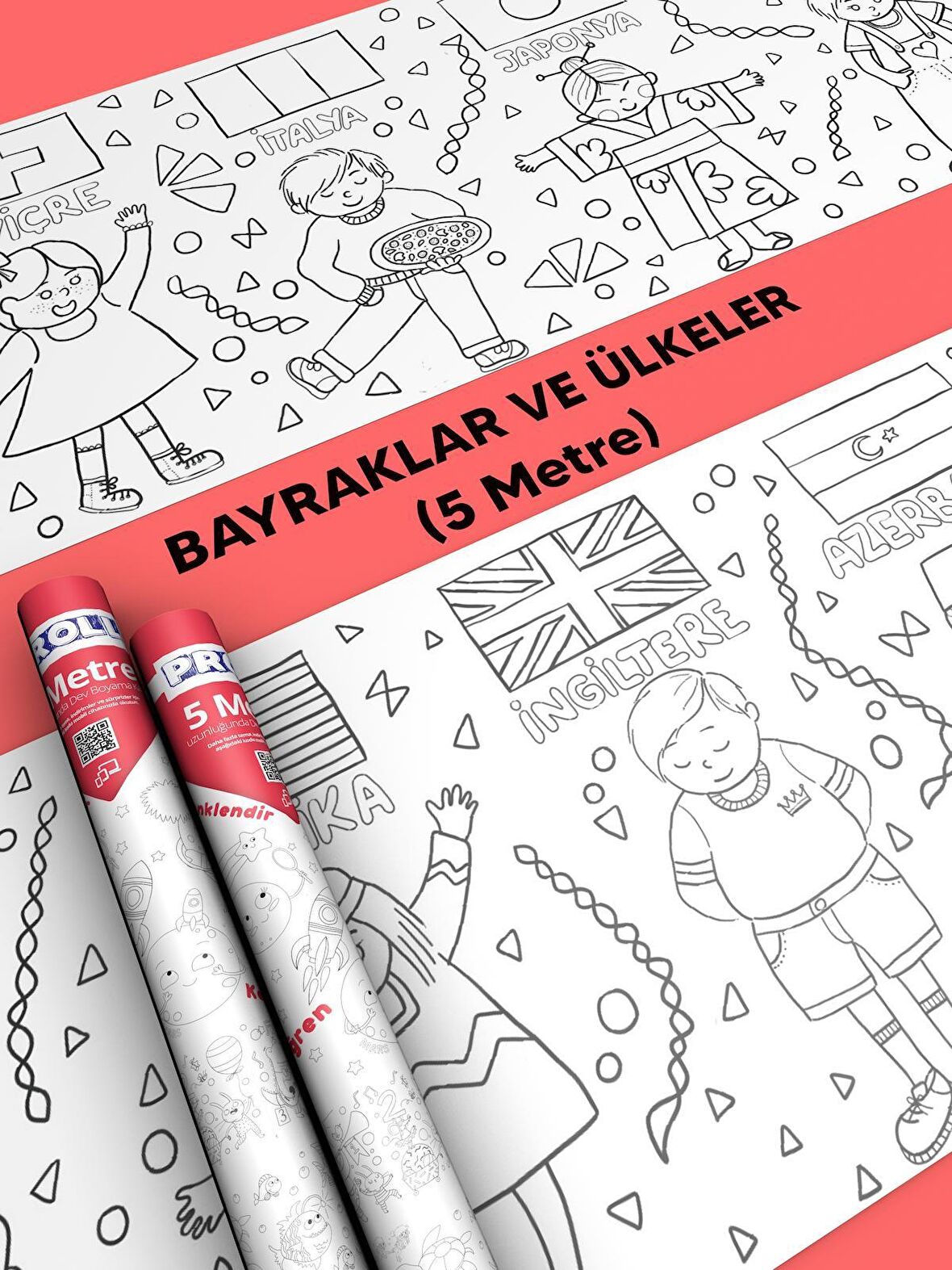 Ülkeler ve Bayrakları Boyama Kağıdı