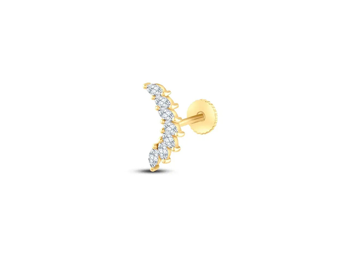 Marquise 0,24ct Markiz Pırlanta Piercing-Tragus