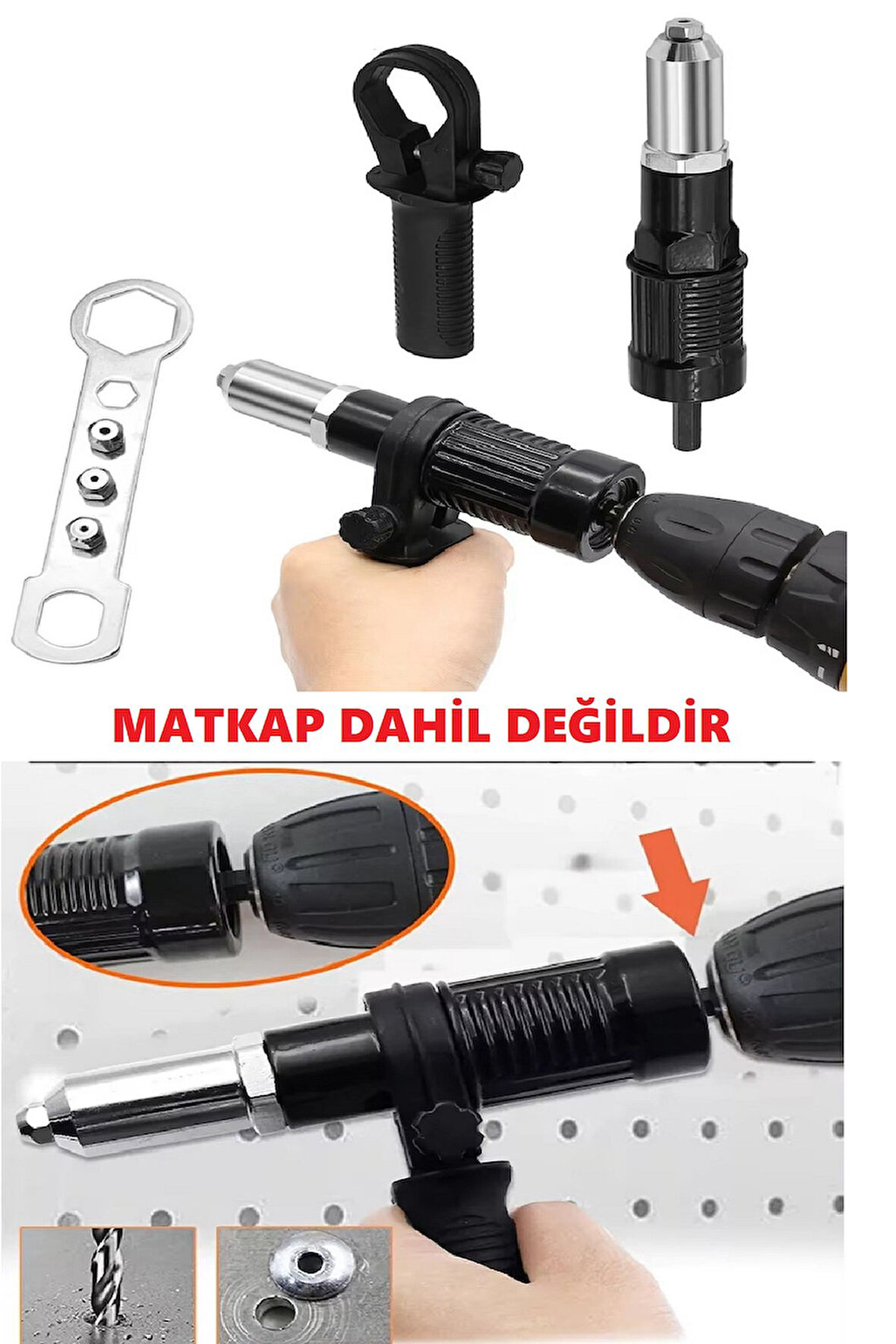 Matkap Ucu Perçinleme Tabancası Adaptörü 2.4mm-4.8mm Perçin Somunu Tabancası Dönüştürücü Konnektörü