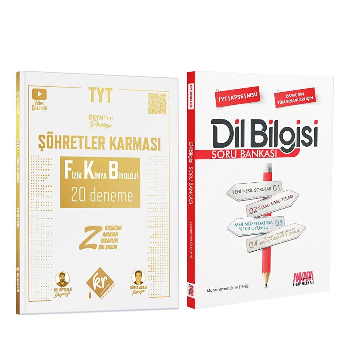 Kr Akademi TYT Fizik Kimya Biyoloji Deneme ve AKM Dil Bilgisi Soru Bankası Seti 2 Kitap