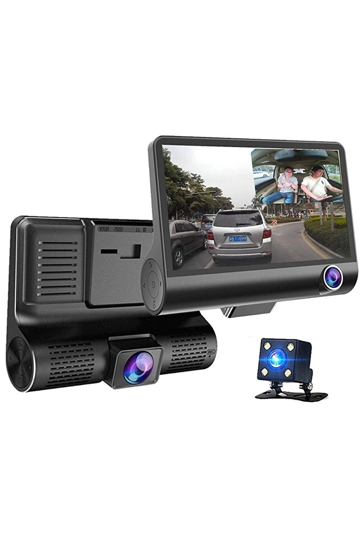 Geniş Ekranlı Full HD 1080P Kameralı Araç İçi Kayıt Cihazı- Geri Görüş Destekli