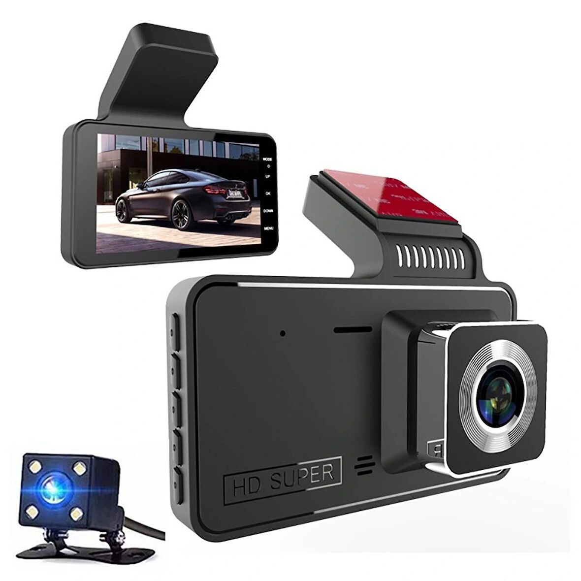 Çift Kameralı Araç Kamerası - Full HD 1080p, 4.0 Geniş Ekranlı Dash Cam