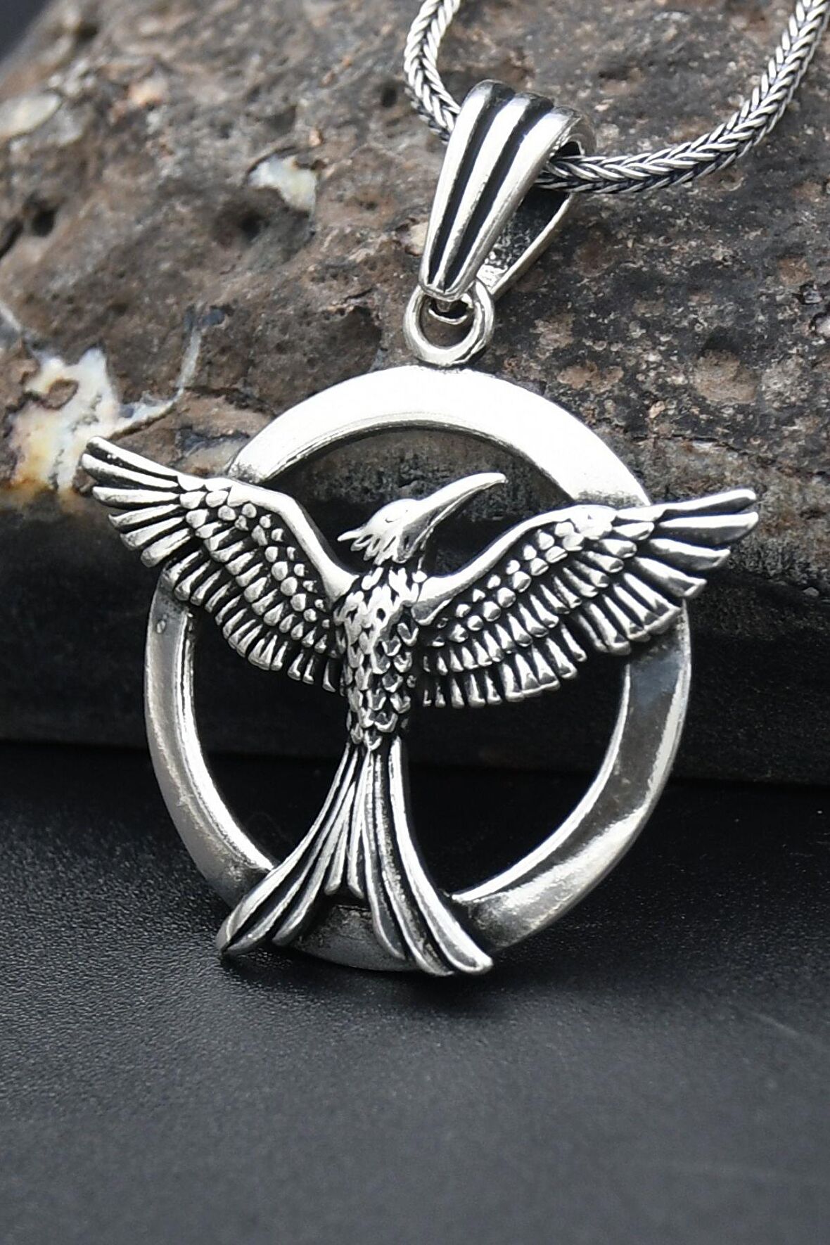 Anka kuşu 925 Ayar Gümüş Kolye Zincir