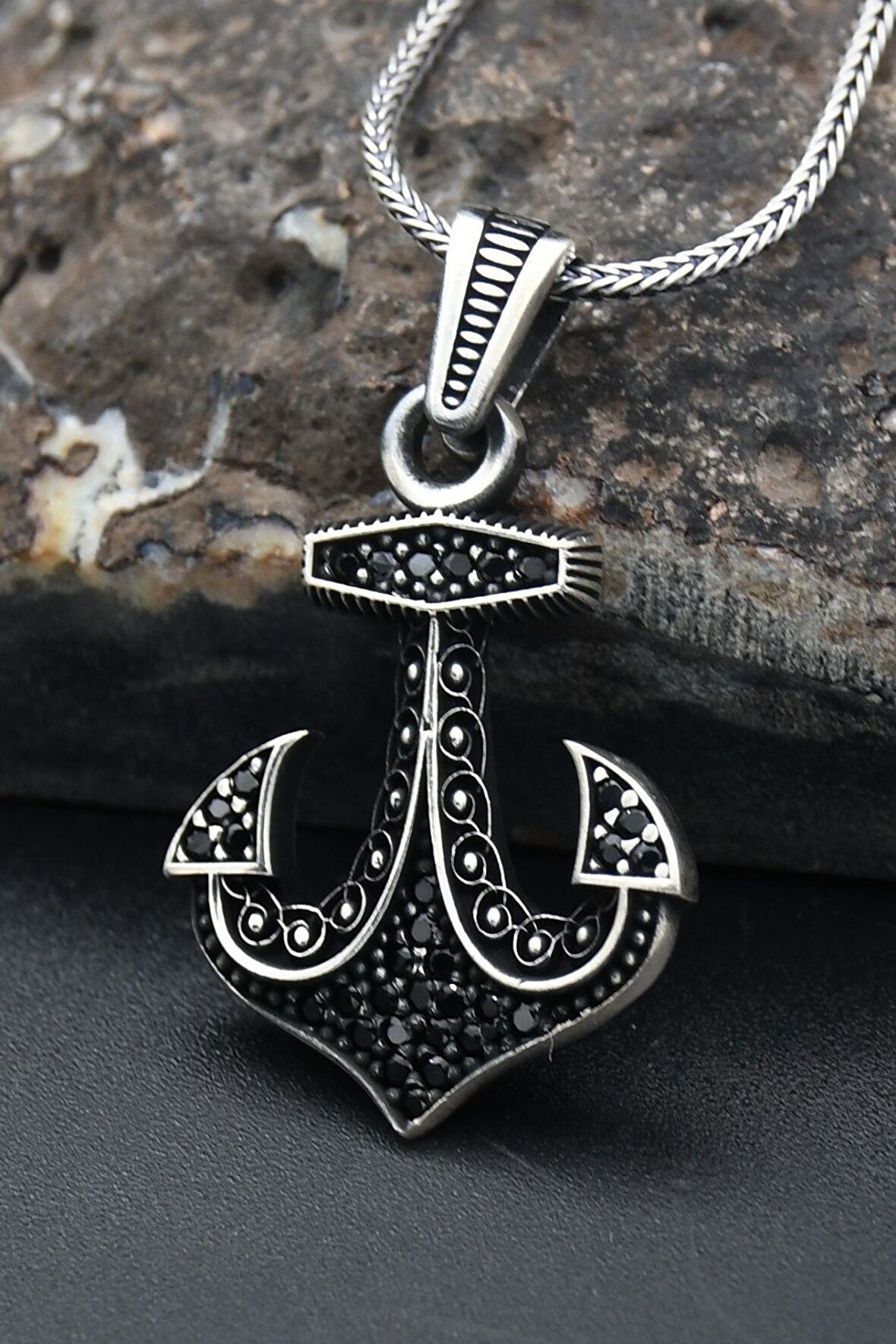 Çapa Modelı 925 Ayar Erkek Gümüş Kolye Zincir