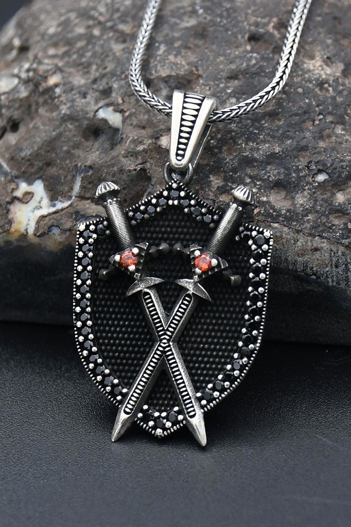 Kılıç Kalkan 925 Ayar Erkek Gümüş Kolye Zincir