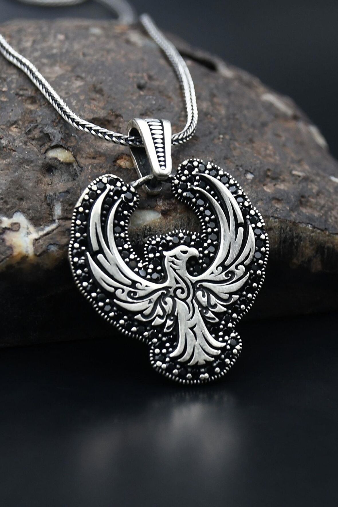 Anka kuşu 925 Ayar Gümüş Kolye Zincir