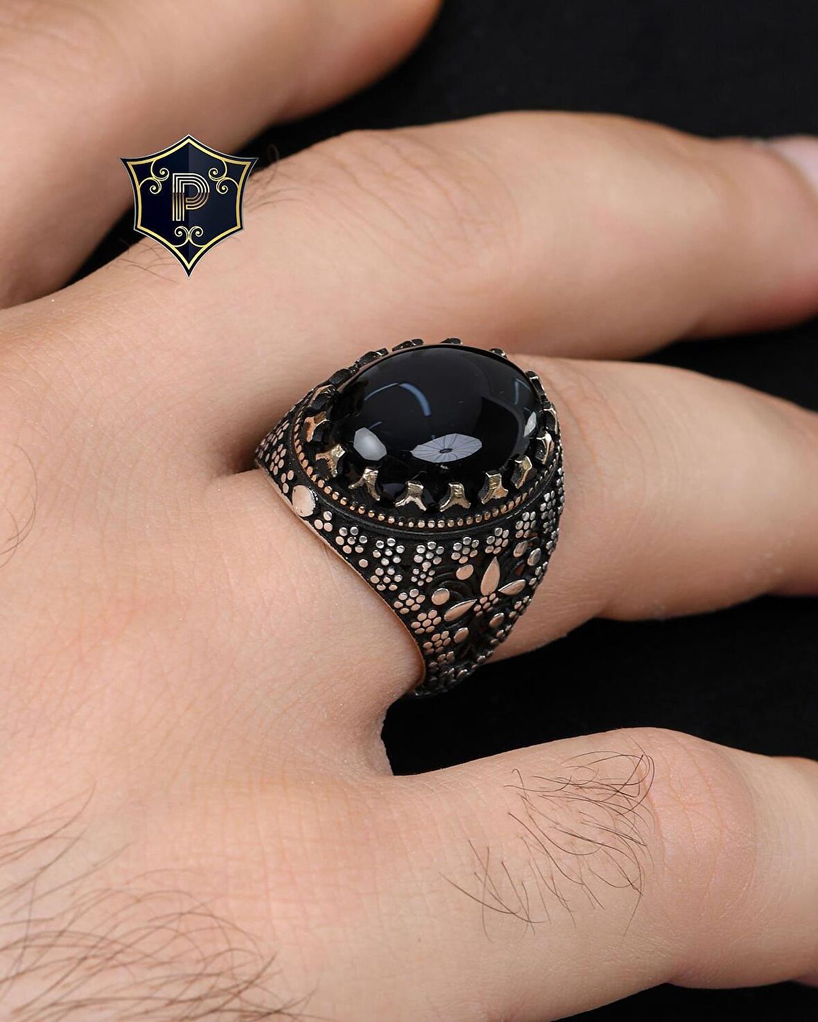 Oniks Taşlı 925 Ayar Gümüş Erkek Yüzüğü