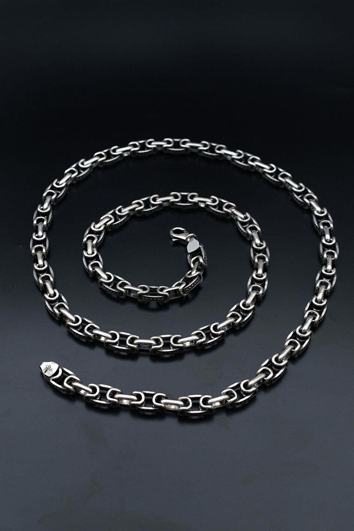 Erkek Gümüş Kolye Zincir 8MM 925 Ayar Gümüş