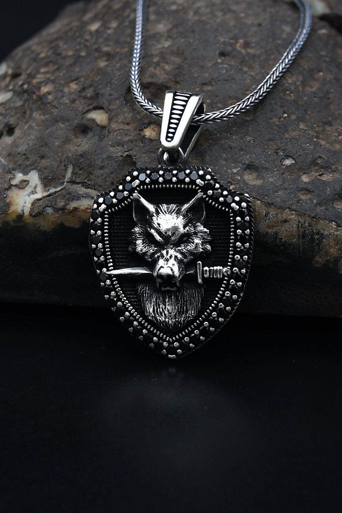 Kolye Zincir Kurt Figürlü 925 Ayar Gümüş