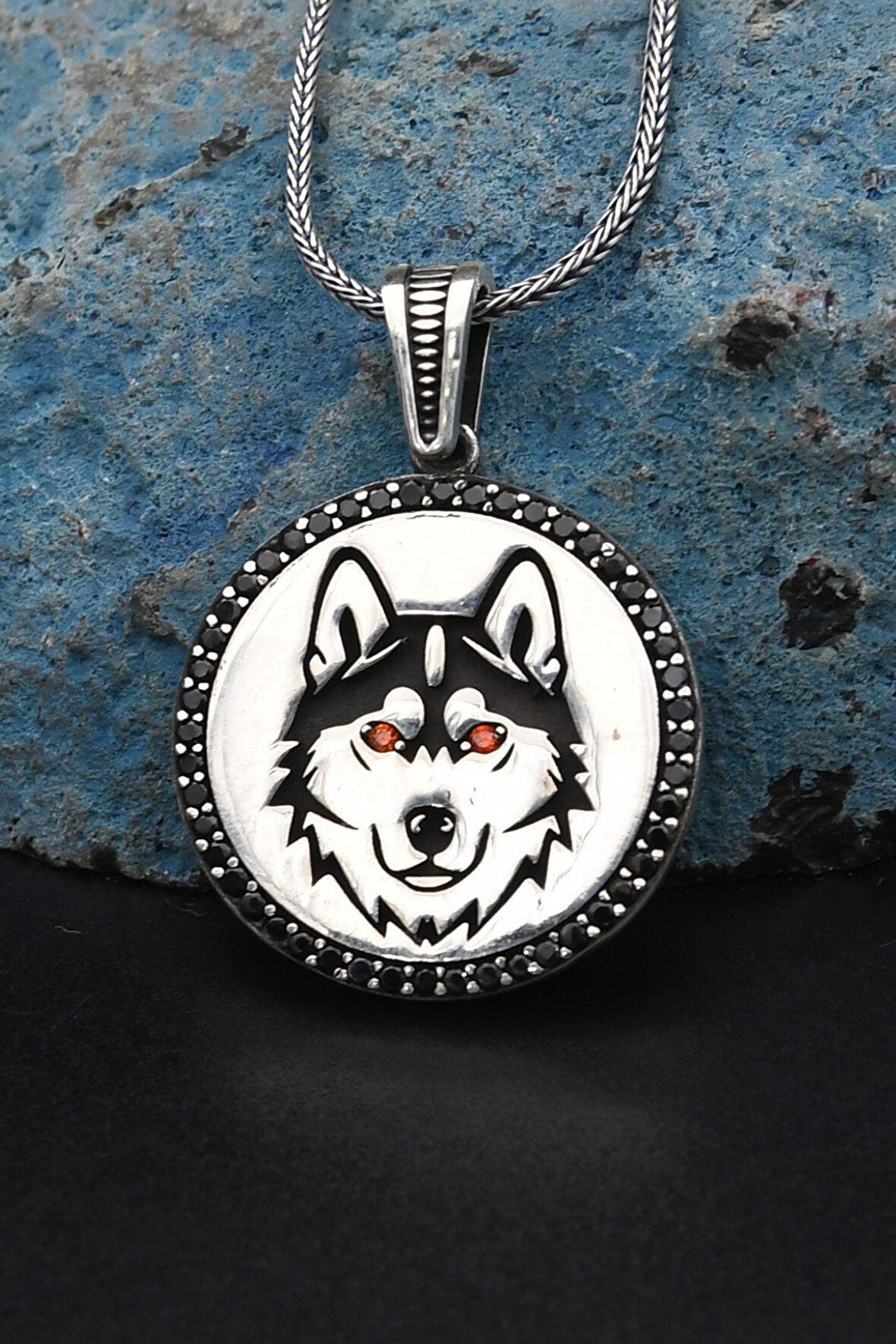 Kurt Zirkon Taş Süslemeli Kolye Zincir 925 Ayar Gümüş