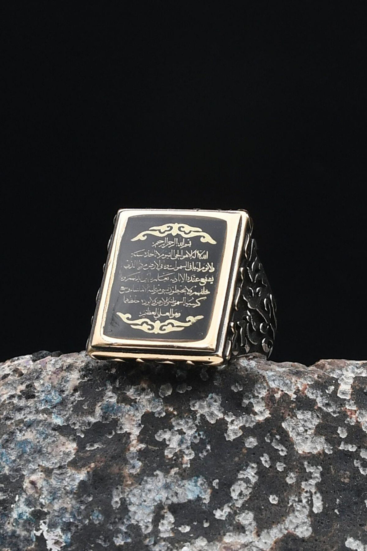  Ayetel Kürsi Mineli 925 Ayar Gümüş Erkek Yüzüğü 901030