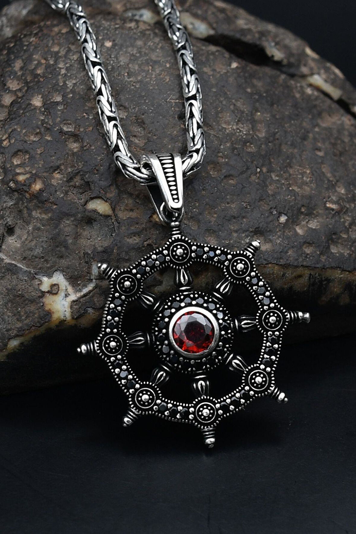 Gemi Dümeni Kral Zincirli 925 Ayar Gümüş Kolye 901094