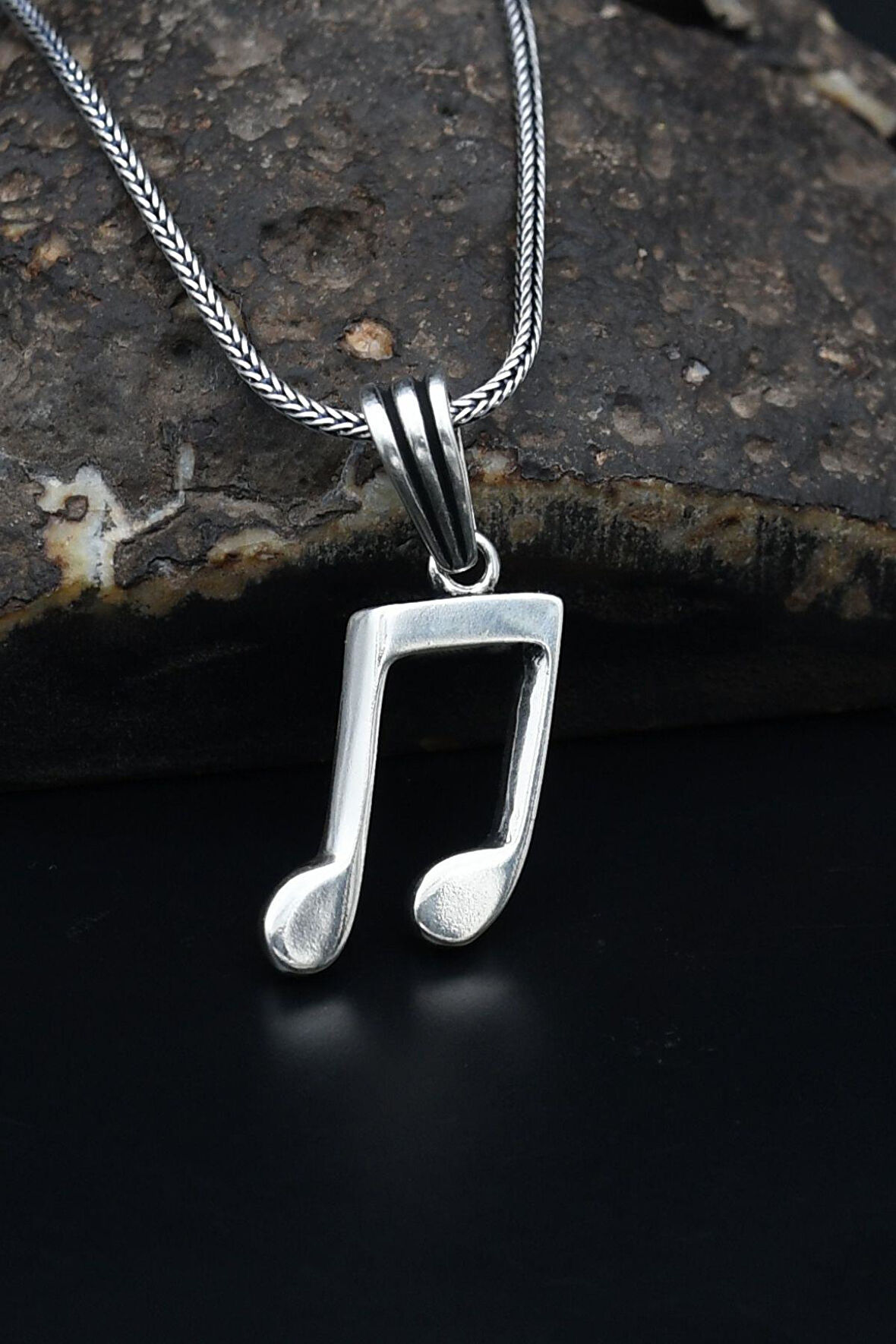 Nota Figürlü 925 Ayar Gümüş Erkek Kolye Zincir 901104