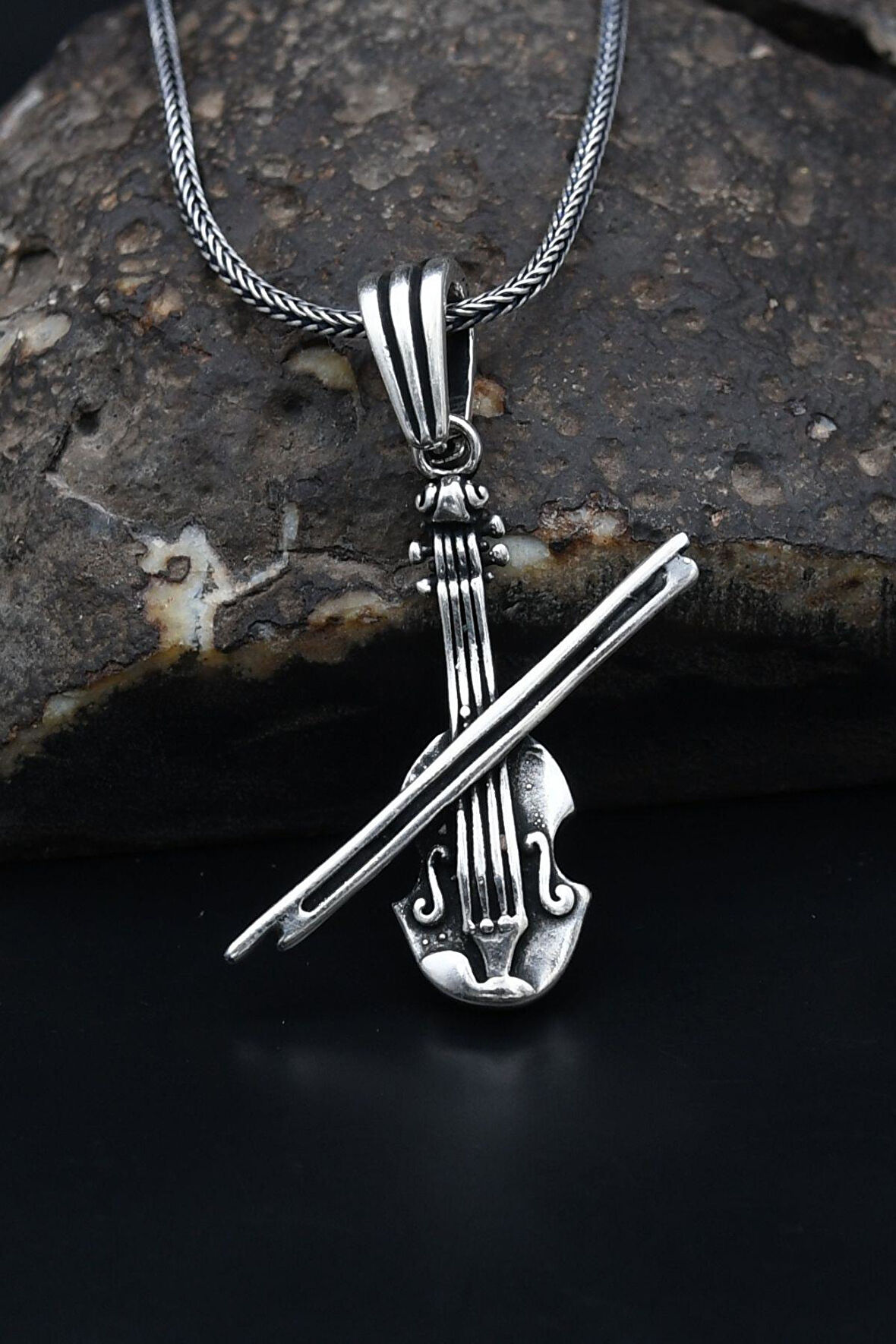 Keman Kolye 925 Ayar Gümüş Zincir 901117