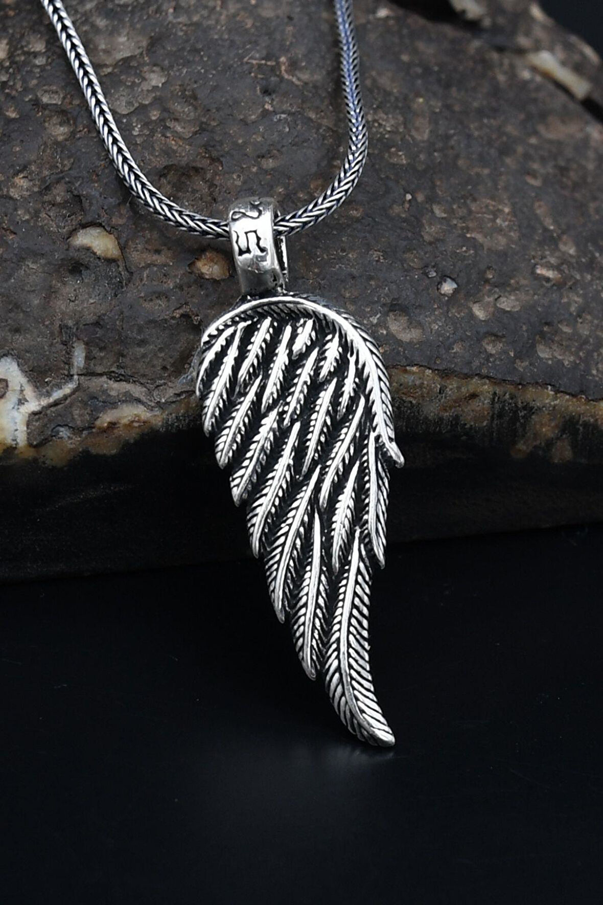 Kanat Motifli Kolye Zincir 925 Ayar Gümüş 901152