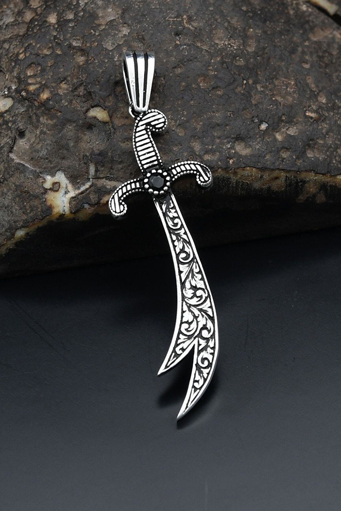 Kolye Ucu 925 Ayar Gümüş Hz. Ali ( Zülfikar Kılıcı ) Desenli 901199