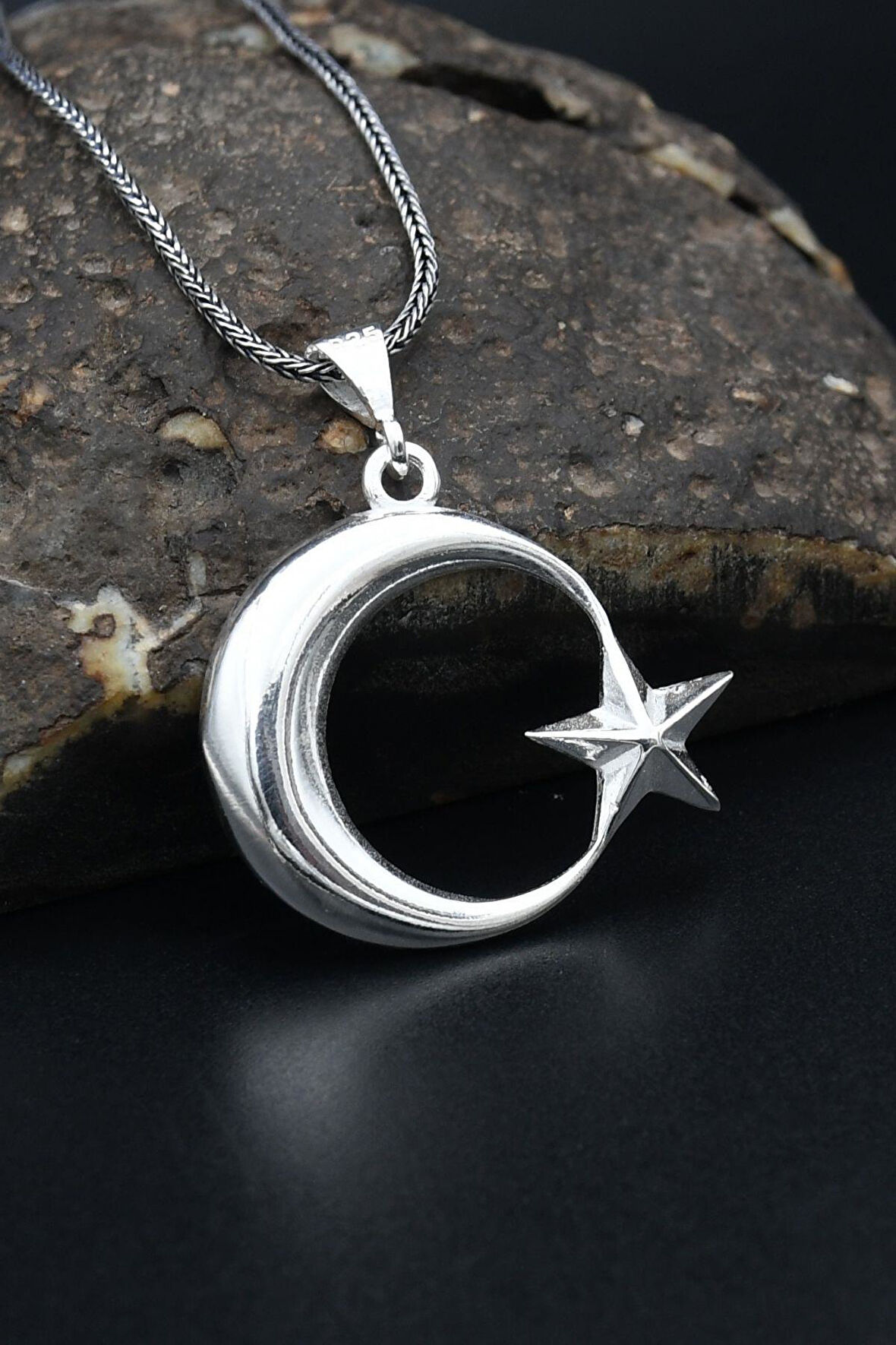 Ay Yıldızlı (AYYILDIZLI) 925 Ayar Gümüş Kolye Zincir 901309