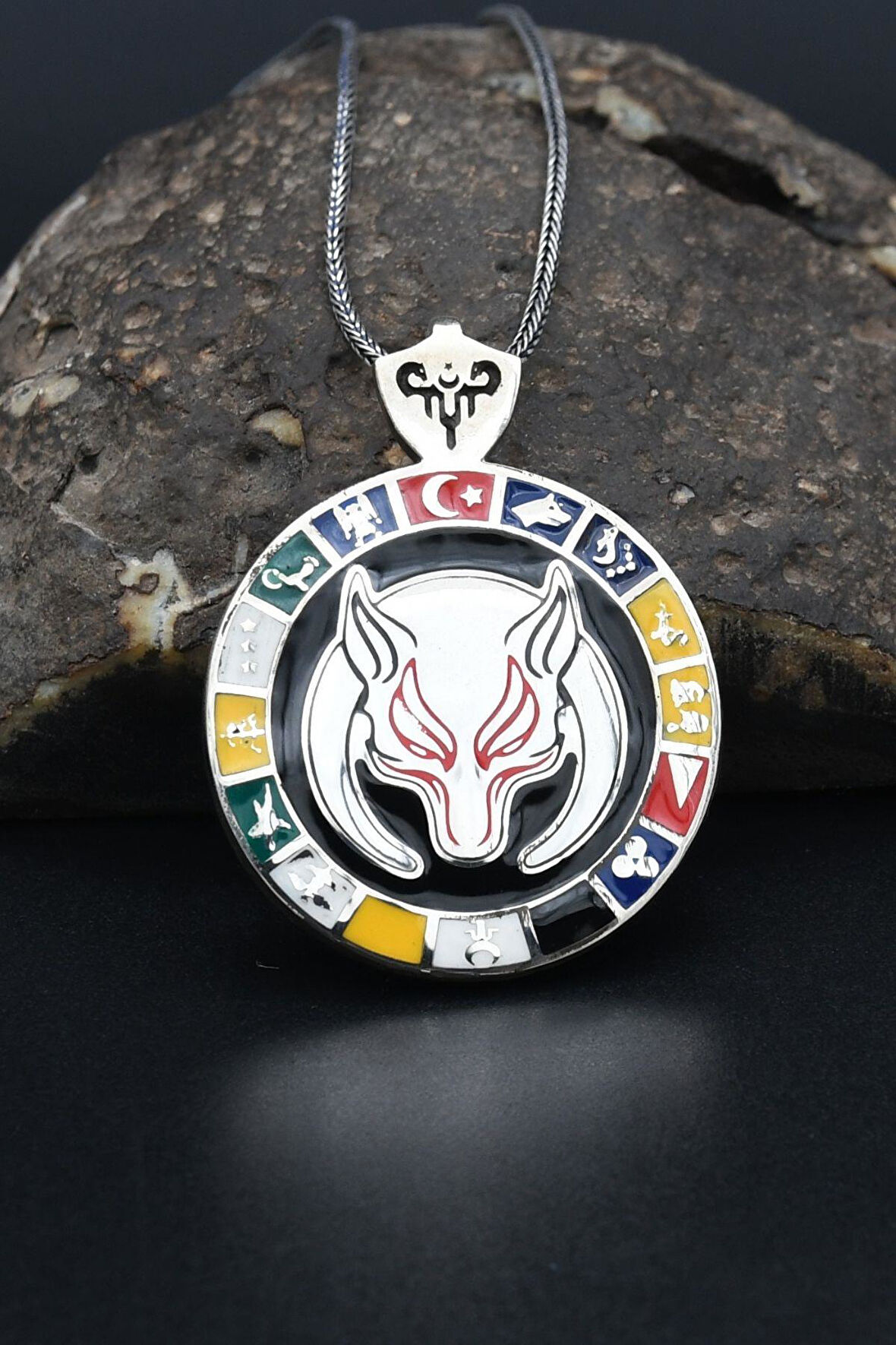 16 Türk Devleti - Bozkurt - Ay Yıldızlı (AYYILDIZLI) 925 Ayar Erkek Gümüş Kolye Zincir 901318