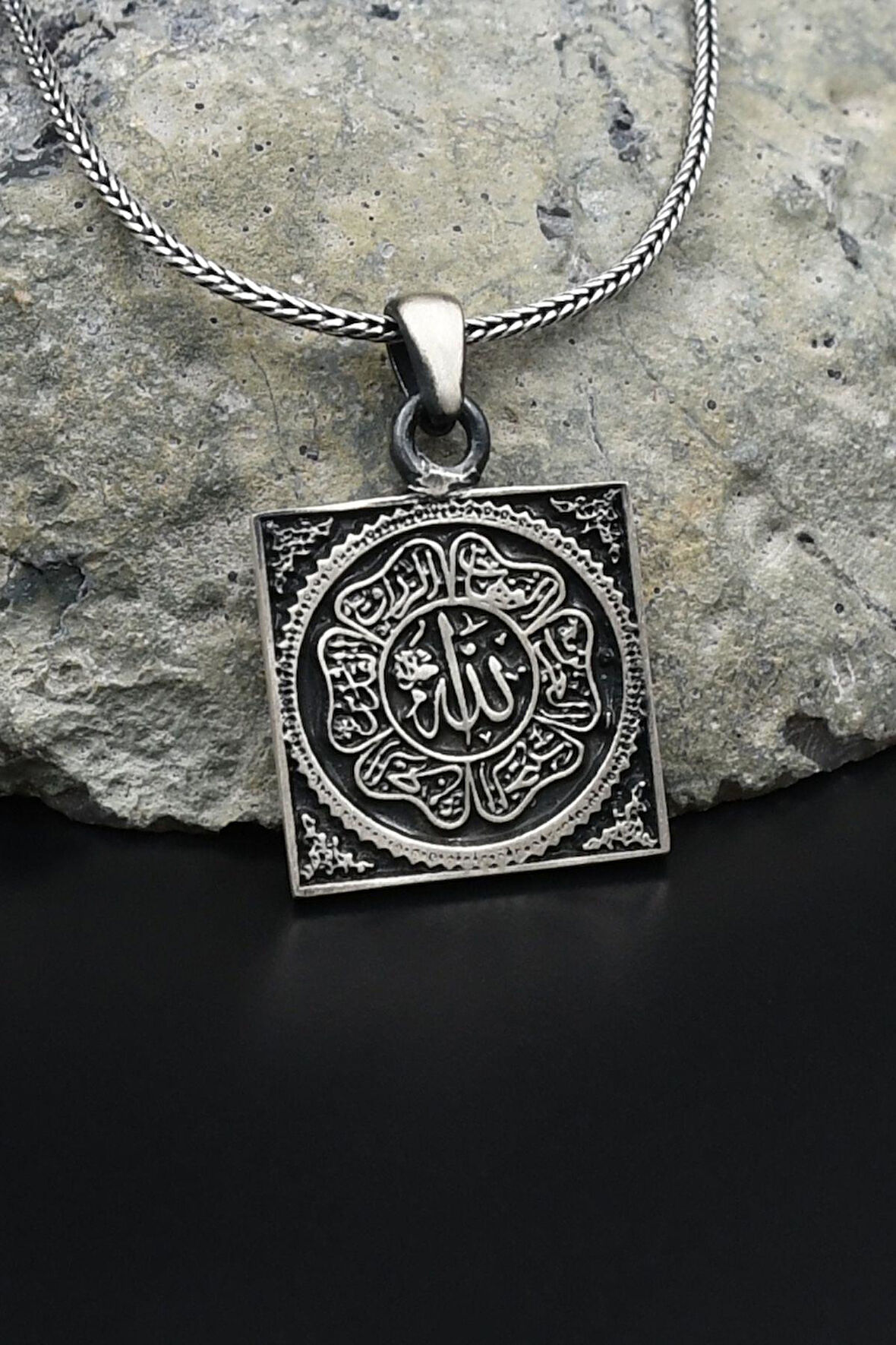 ''allah'' Yazılı  925 Ayar Gümüş Erkek Kolye Zincir 901558