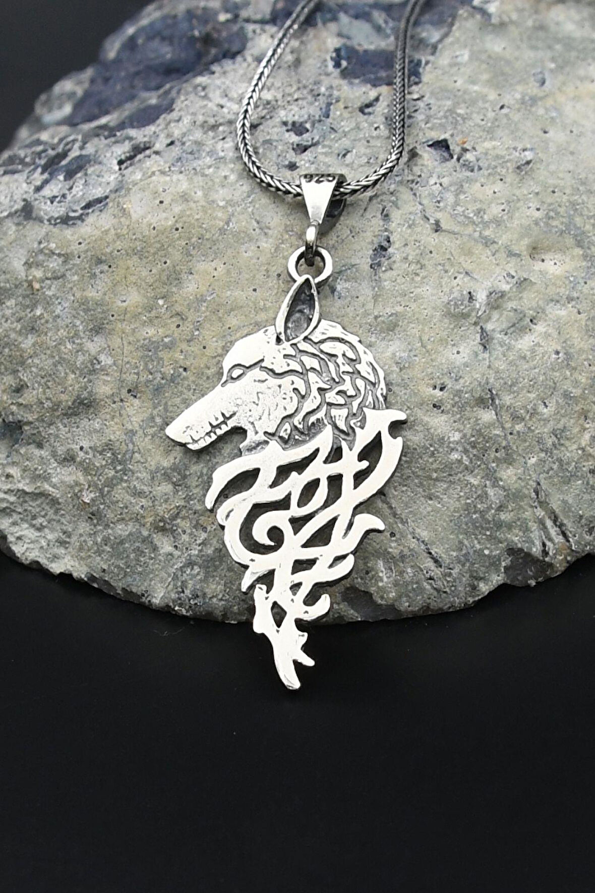 Kolye Zincir 925 Ayar Gümüş Kurt Figürlü 901564