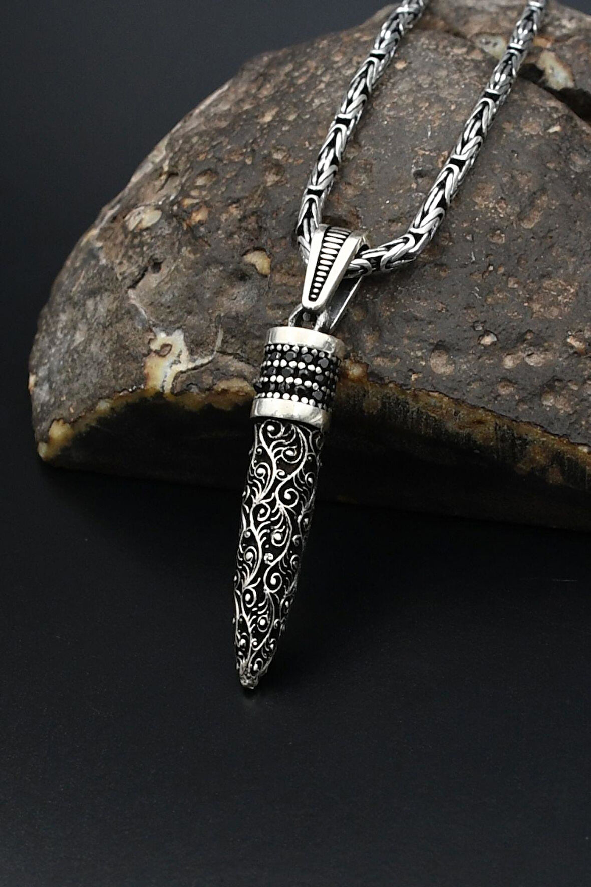 Mermi Modelı 925 Ayar Erkek Gümüş Kolye Kral Zincir 2Mm 901572