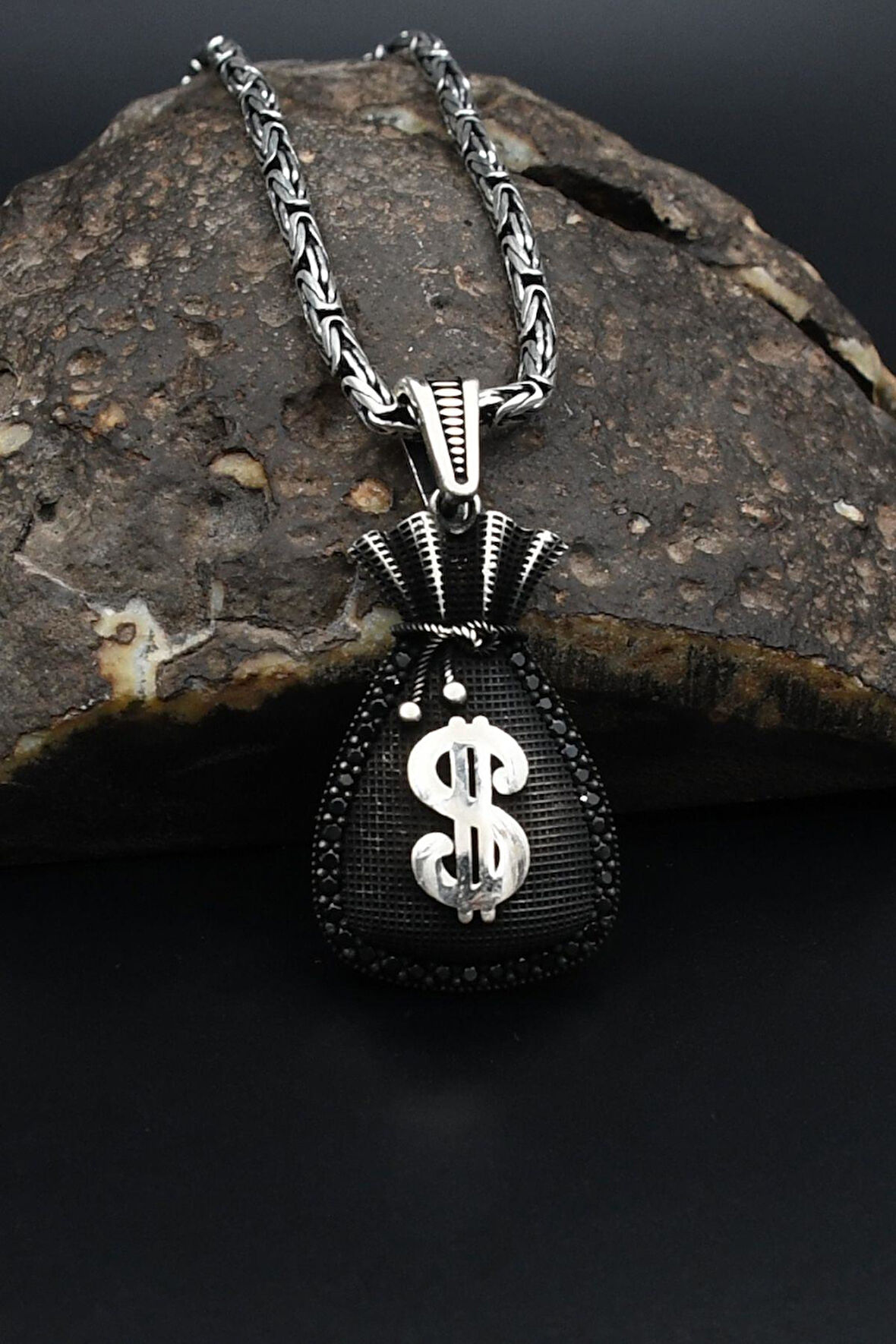 Dolar Desenli 925 Ayar Gümüş Kolye Kral Zincir 2Mm 901581