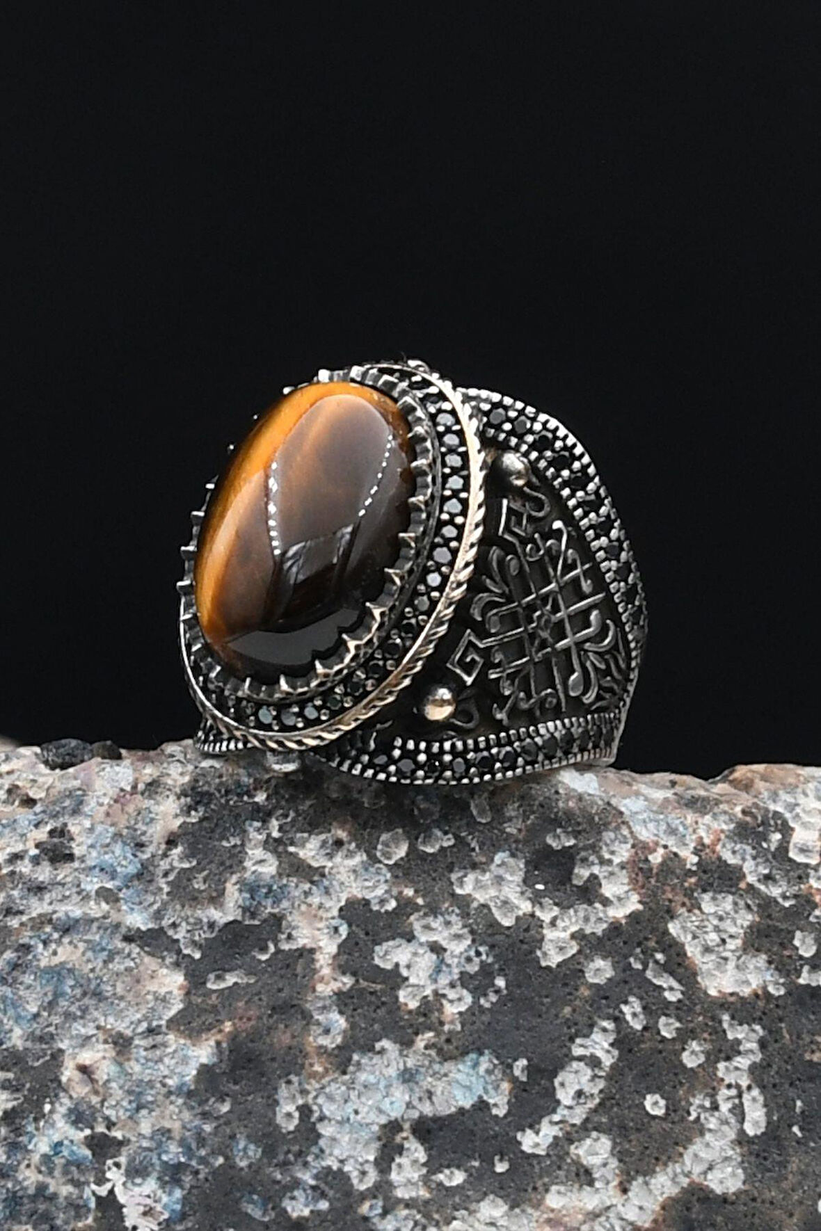 Kaplangözü Taşlı 925 Ayar Gümüş Erkek Yüzüğü 901623