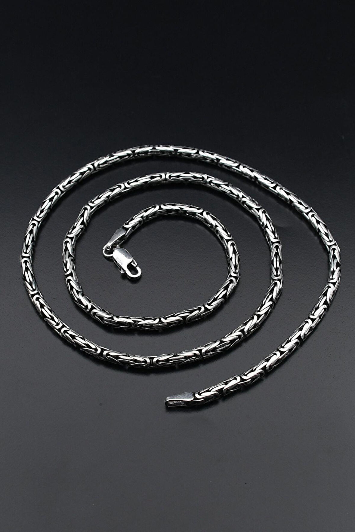 Erkek Gümüş 925 Ayar Kral Kolye Zincir Yuvarlak 3 MM 901689