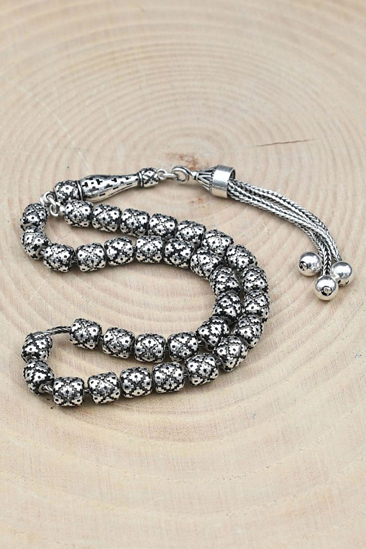 Erkek 925 Ayar Gümüş Tesbih küçük Boy -26 Gr- 901695