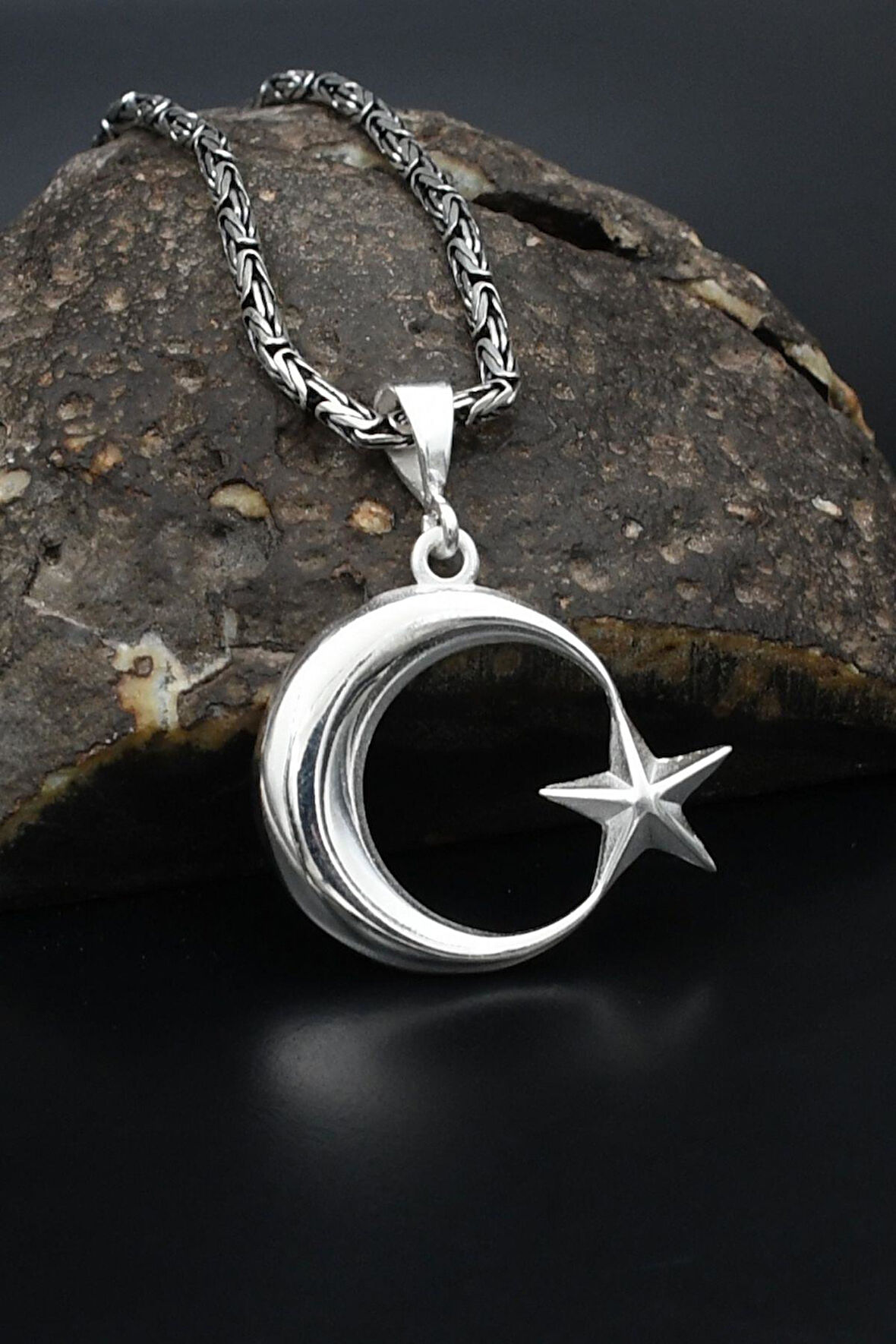 Ay Yıldızlı (AYYILDIZLI) 925 Ayar Gümüş Kolye Kral Zincir 2Mm 901851